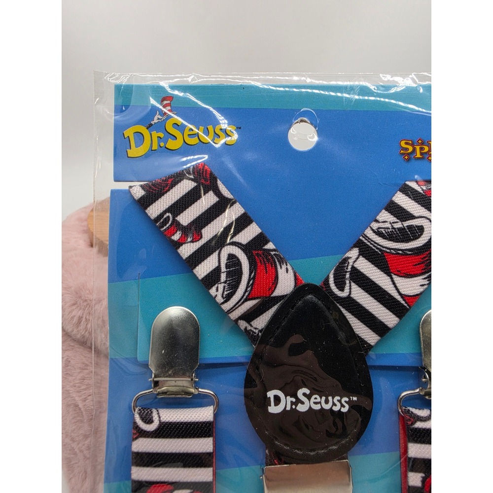 Spirit Halloween Dr. Seuss Suspenders and Pin Set Black and Red Halloween - Picture 2 of 12